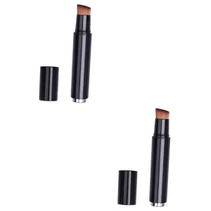 2pcs Cosmetic Kit with Makeup Foundation Blending Brush Liquid Makeup Tool Soft Dense Silk Portable Handle