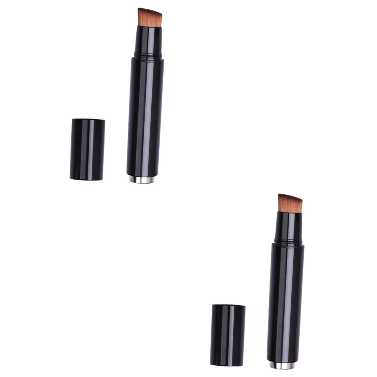 2pcs Cosmetic Kit with Makeup Foundation Blending Brush Liquid Makeup Tool Soft Dense Silk Portable Handle