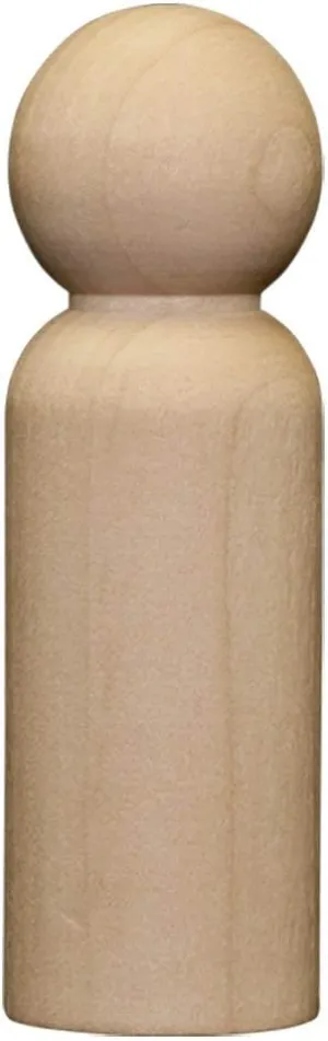 3-9/16 Inch Unfinished Wooden Peg Dolls | 50 Pack | Jumbo Dad Shape for DIY Crafting Projects