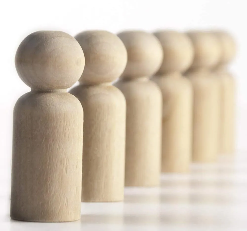 3-9/16 Inch Unfinished Wooden Peg Dolls | 50 Pack | Jumbo Dad Shape for DIY Crafting Projects