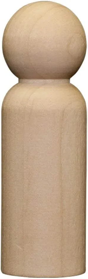 3-9/16 Inch Unfinished Wooden Peg Dolls | 50 Pack | Jumbo Dad Shape for DIY Crafting Projects