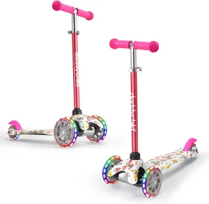 3 Wheel Scooters for Kids, Kick Scooter for Toddlers 3-6 Years Old, Boys and Girls Scooter with Light Up Wheels, Mini Scooter for Children