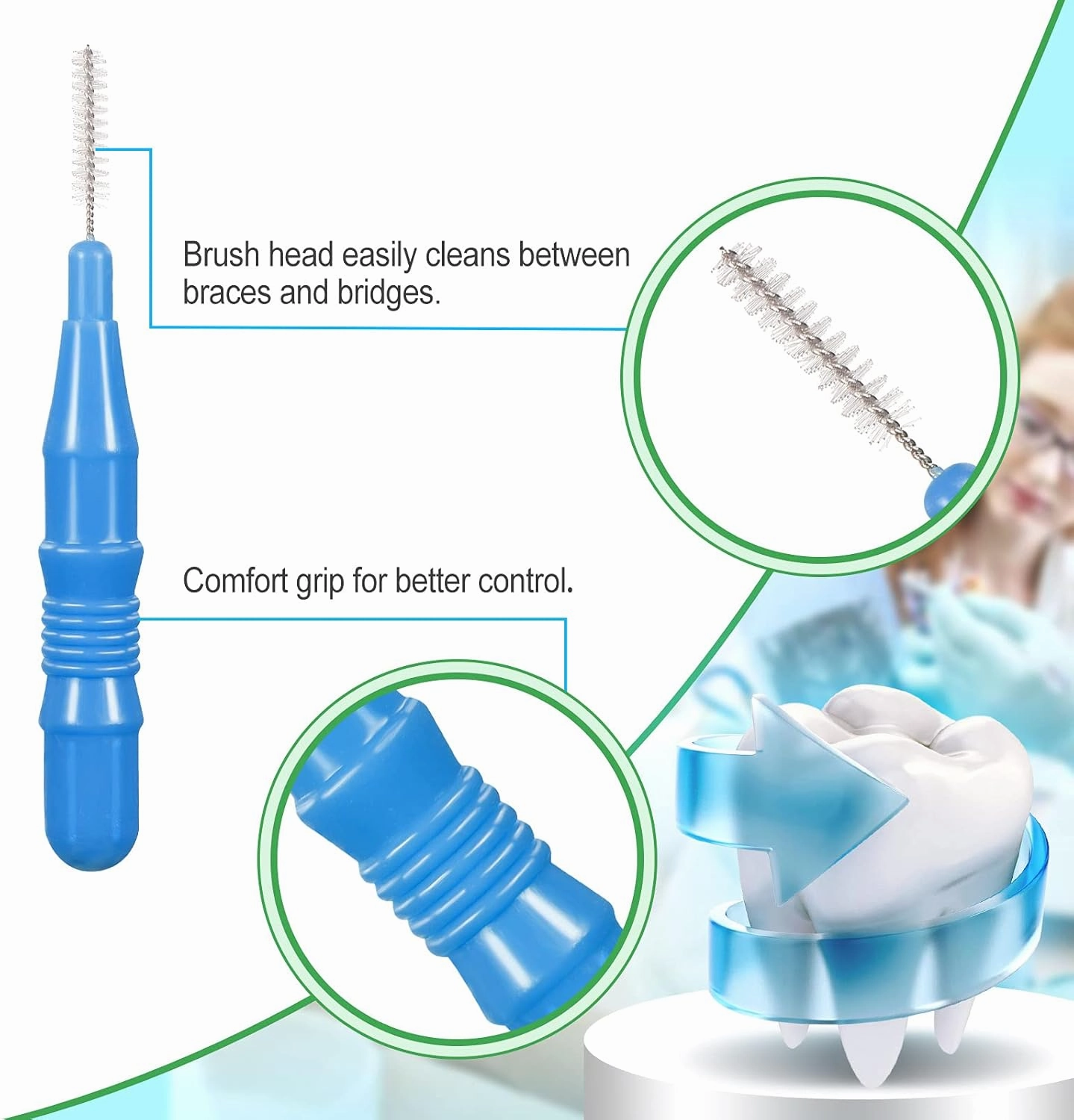 350 Pieces Interdental Brush Tooth Floss Tooth Cleaning Tool Toothpick Dental Flossing Head Oral Flosser Soft Picks Refill Dental Flosser Toothpick Cleaners