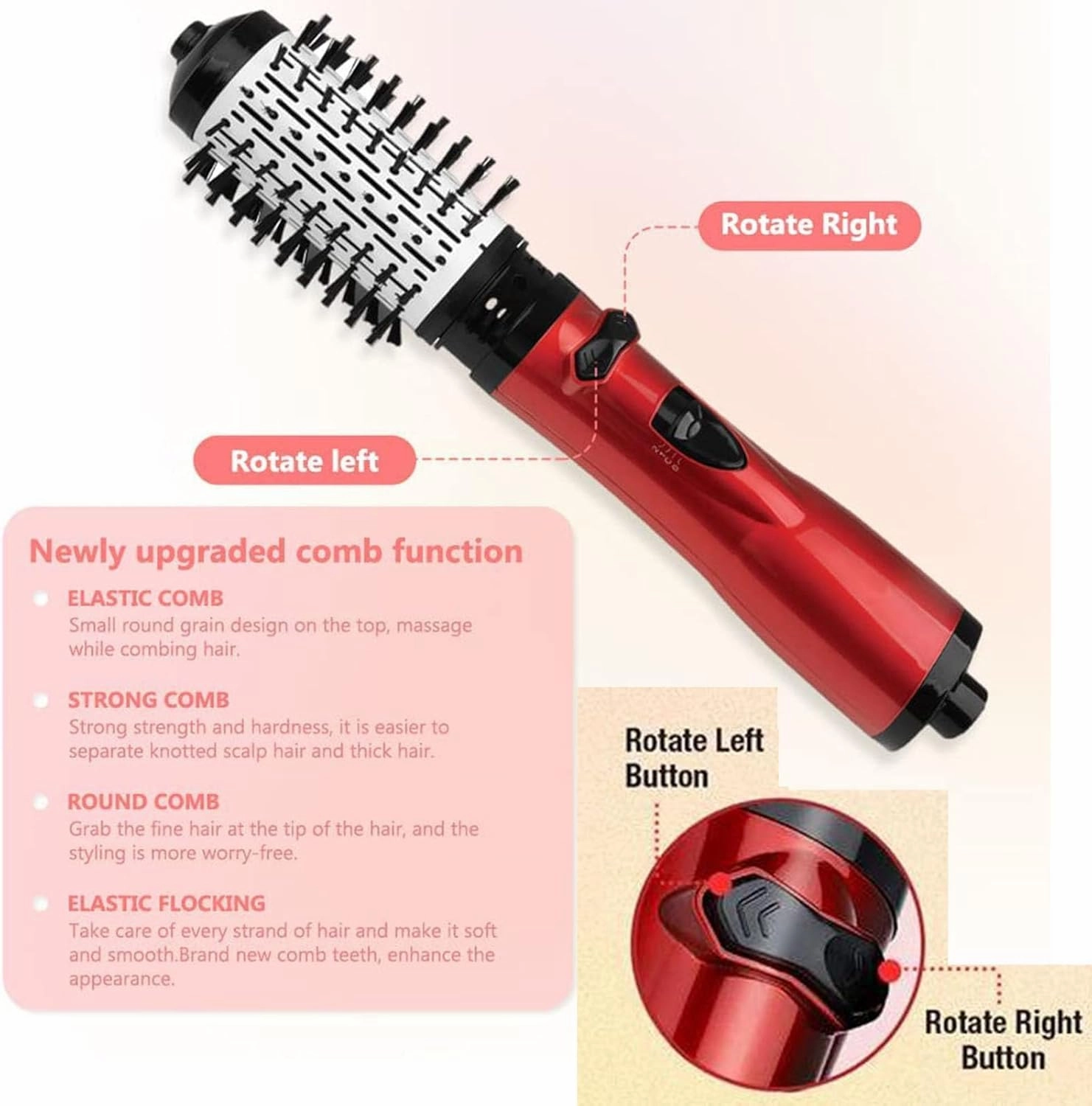 3-in-1 Hot Air Styler & Rotating Hair Dryer Brush with 2 Interchangeable Brushes | Anti-Frizz Ionic Technology for Straightening, Drying & Curling | 3 Heat Settings & 360° Rotation (Gold)