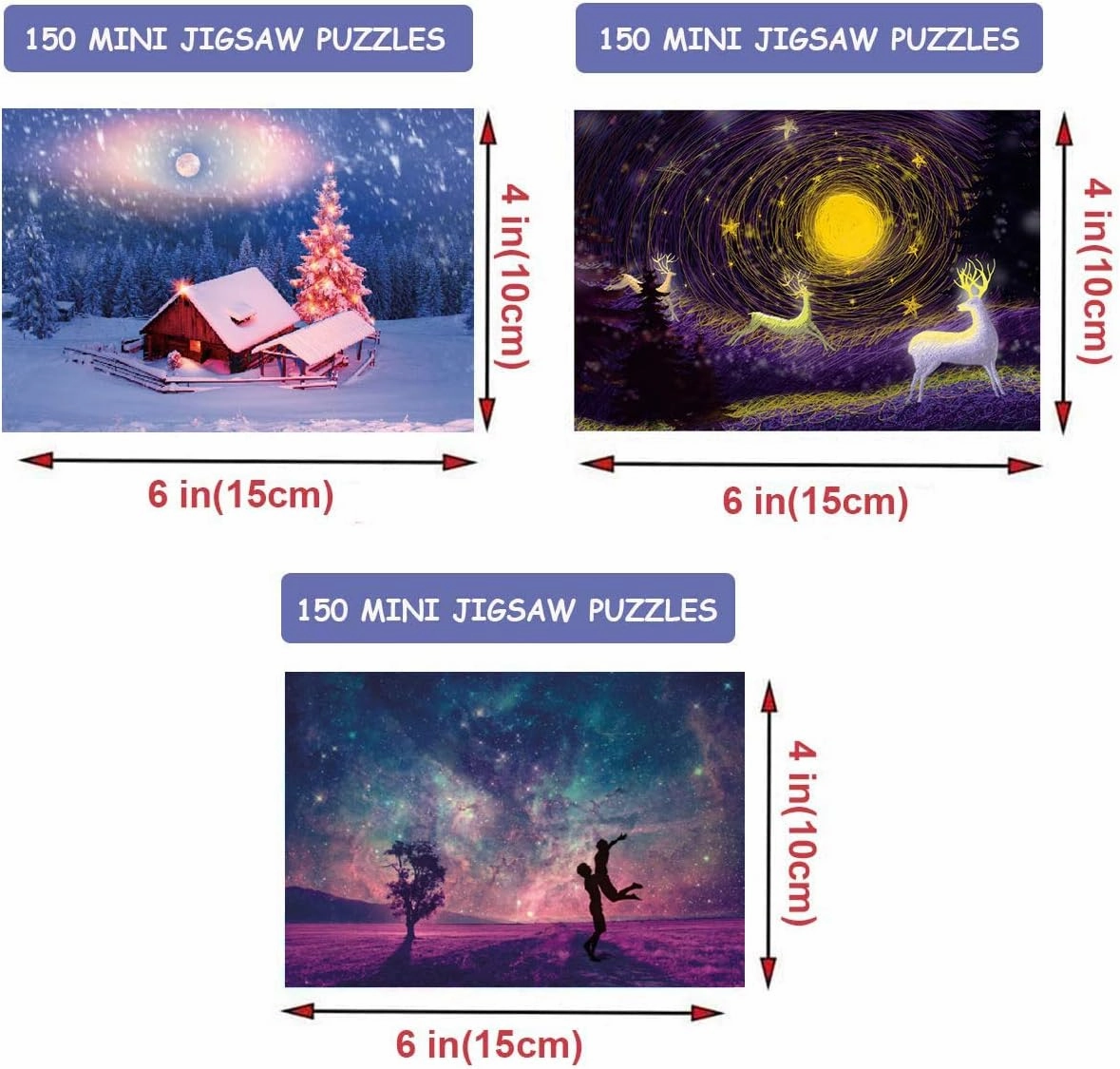 3 Pack Mini Jigsaw Puzzles 150 Pieces for Adults Small Jigsaw Puzzle 6 x 4 Inches House Entertainment Toys Home Decor Puzzles