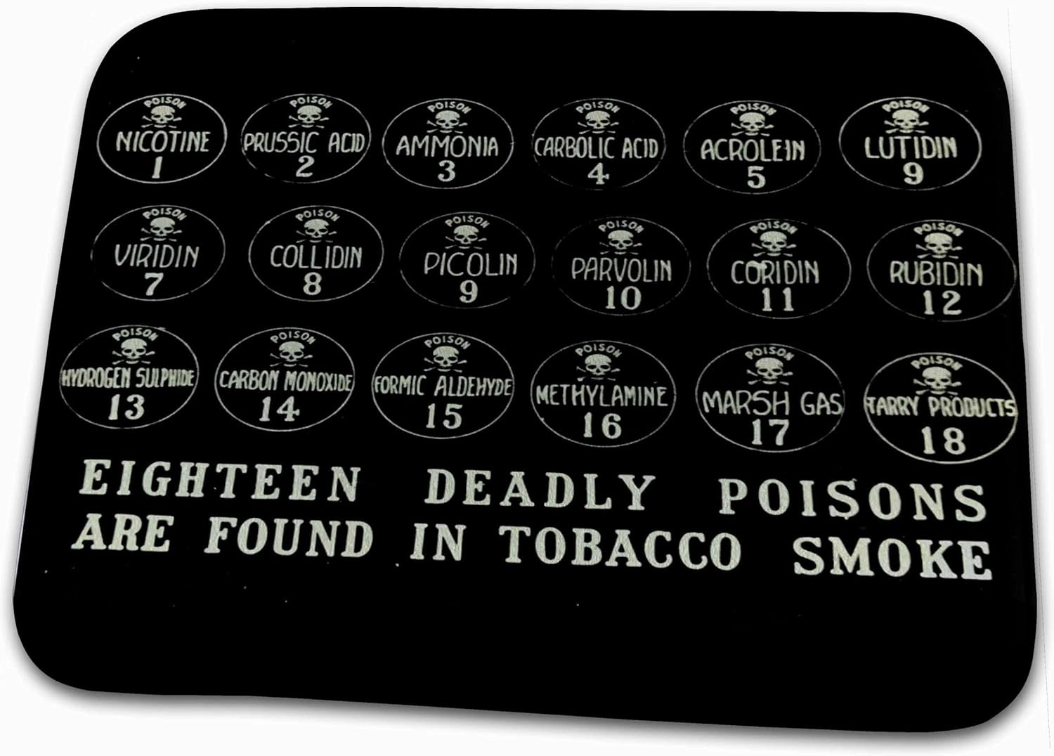 3dRose Bathroom Bath Rug Mat - Early Anti-Smoking Advertisement 18 Poisons in Tobacco Smoke Magic Lantern Slides