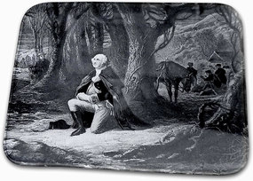 3dRose Bathroom Bath Rug Mat - George Washington Prays at Valley Forge Black and White Magic Lantern Slides