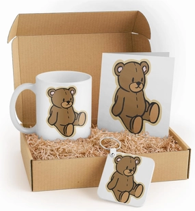 3dRose Cute Teddy Bear Gift Set: Includes Mug, Card, and Keychain - Perfect for Children's Birthdays, Holidays, or Bear Lovers