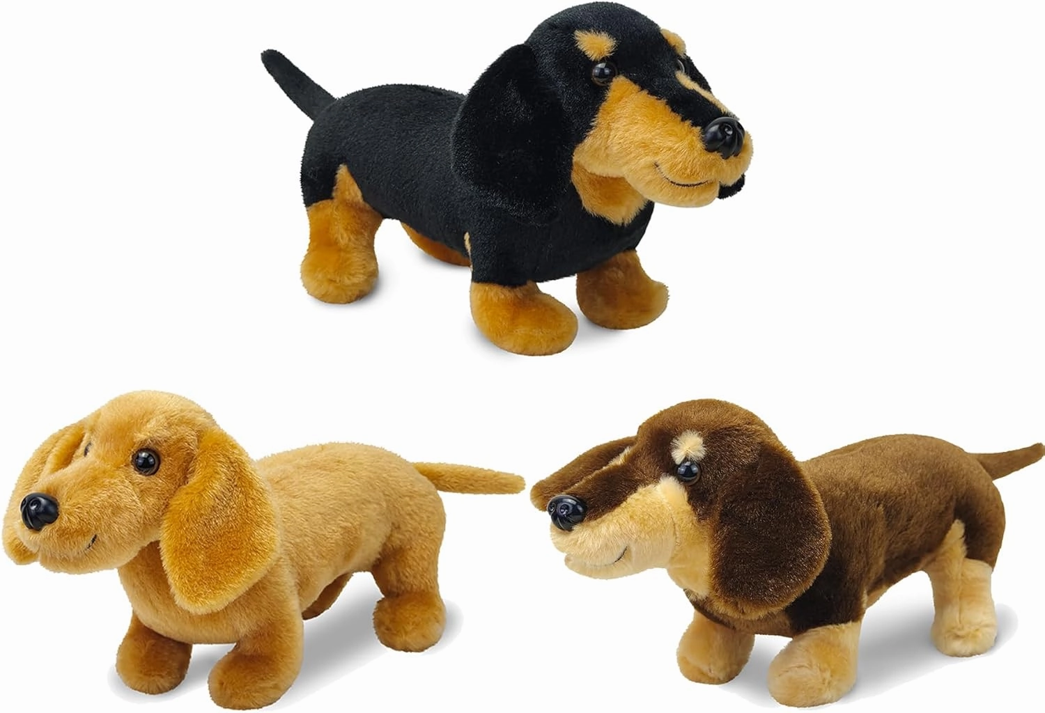 3Pcs Dog Stuffed Animal 9.8" Dachshund Plush Animals Set Kawaii Plushies Stuffed Dogs Soft Cuddly Dog Toy for Birthday Children's Party, Best Gift for Children to Inspire Creativity