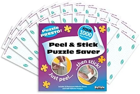 (4 Pack) Puzzle Presto! Peel & Stick Puzzle Saver: The Original and Still The Best Way to Preserve Your Finished Puzzle! 24 Adhesive Sheets and 8 Adhesive Hangars.