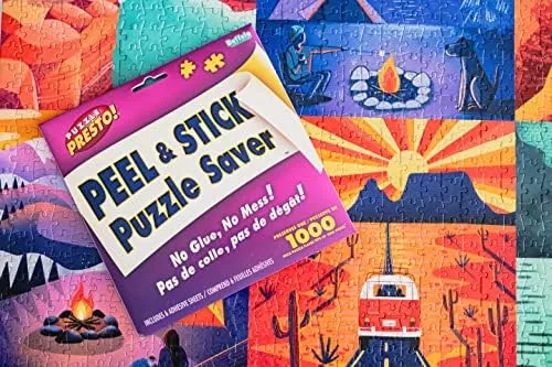 (4 Pack) Puzzle Presto! Peel & Stick Puzzle Saver: The Original and Still The Best Way to Preserve Your Finished Puzzle! 24 Adhesive Sheets and 8 Adhesive Hangars.