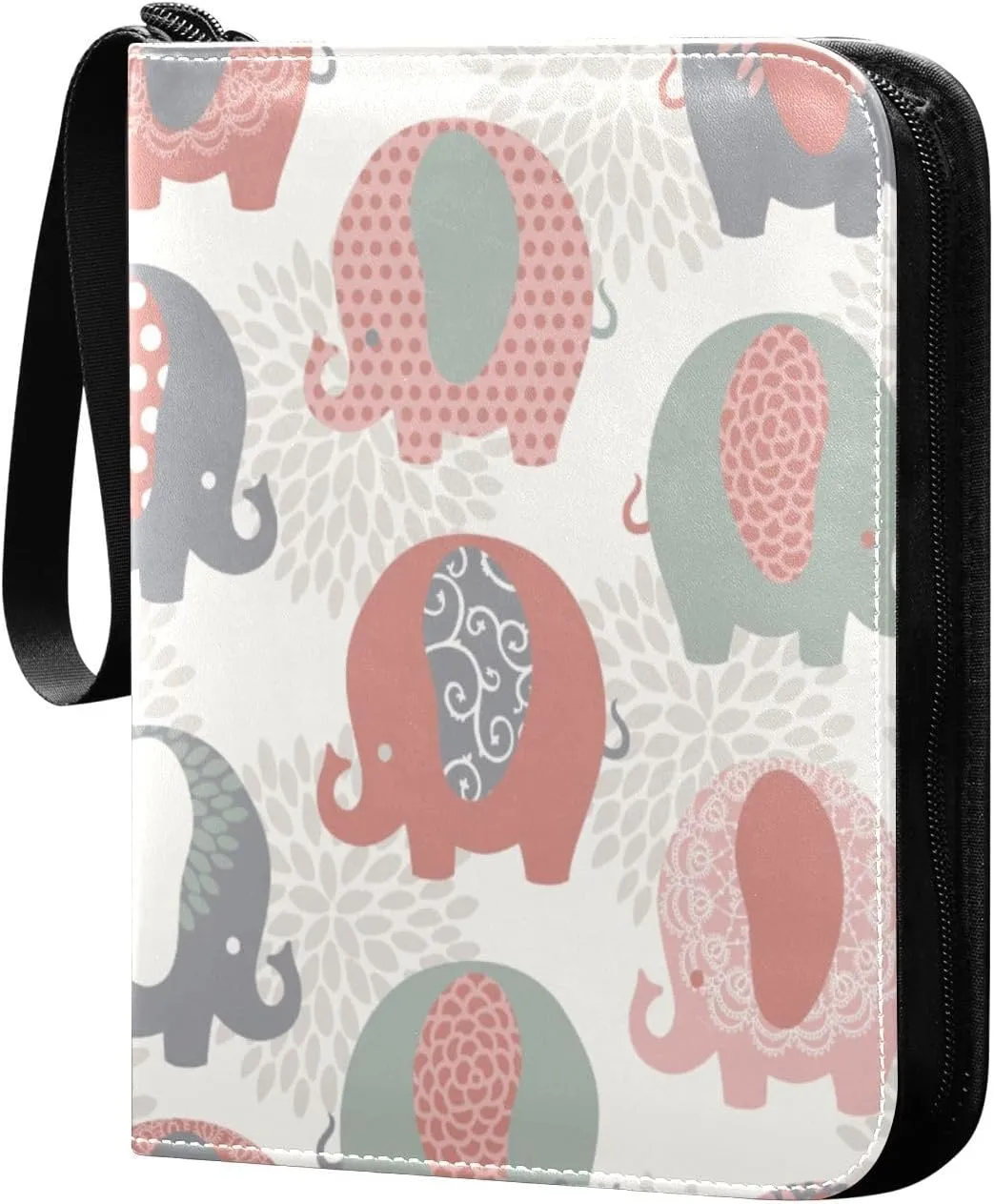 4 Pocket Card Binder with 50 Removable Sleeves Cute Colorful Elephants Trading Card Binder Collector Card Album for 400 Game Sports Cards