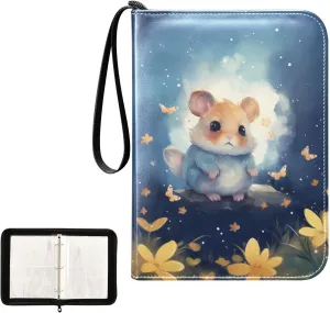4 Pockets Trading Card Album Holder Book Folder Sports Card Binder Cute Mouse 400 Double Side Pockets for 3 Ring Binder Zipper