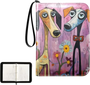 4 Pockets Trading Card Album Holder Book Folder Sports Card Binder Dog Funny Cute 400 Double Side Pockets for 3 Ring Binder Zipper