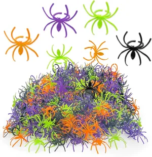400 Pcs Halloween Spider Rings Light Up Rings Plastic Flashing Ring Table Scatter Cupcake Topper Halloween Spider Glow in The Dark Party Supplies Party Favors Gifts Toy Spider