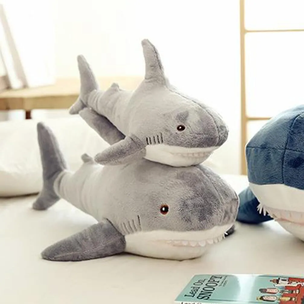 40cm Large Shark Stuffed Animal, Shark Plush Soft Toy, Soft Shark Cushion Pillow, Shark Stuffed Toy Throw Pillow, Light Grey