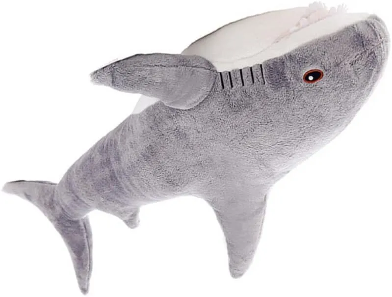 40cm Large Shark Stuffed Animal, Shark Plush Soft Toy, Soft Shark Cushion Pillow, Shark Stuffed Toy Throw Pillow, Light Grey