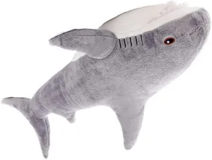 40cm Large Shark Stuffed Animal, Shark Plush Soft Toy, Soft Shark Cushion Pillow, Shark Stuffed Toy Throw Pillow, Light Grey