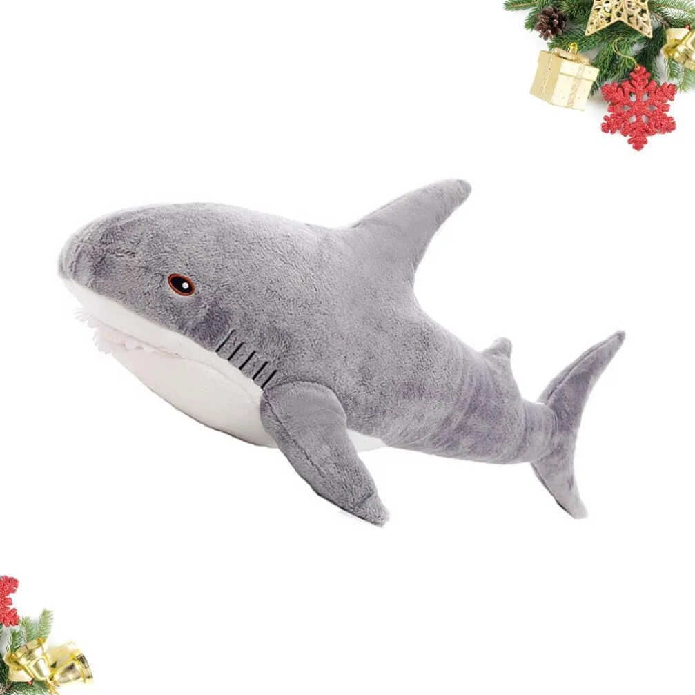 40cm Large Shark Stuffed Animal, Shark Plush Soft Toy, Soft Shark Cushion Pillow, Shark Stuffed Toy Throw Pillow, Light Grey