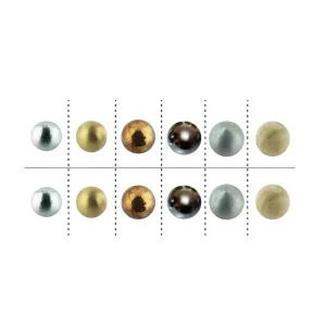 #42004-12 Physics Balls Set with 12-25mm Physics Balls and a Plastic Storage Container. The Set Includes 2 of Each Material Type; Aluminum, Brass, Copper, Steel, zinc and Wood.