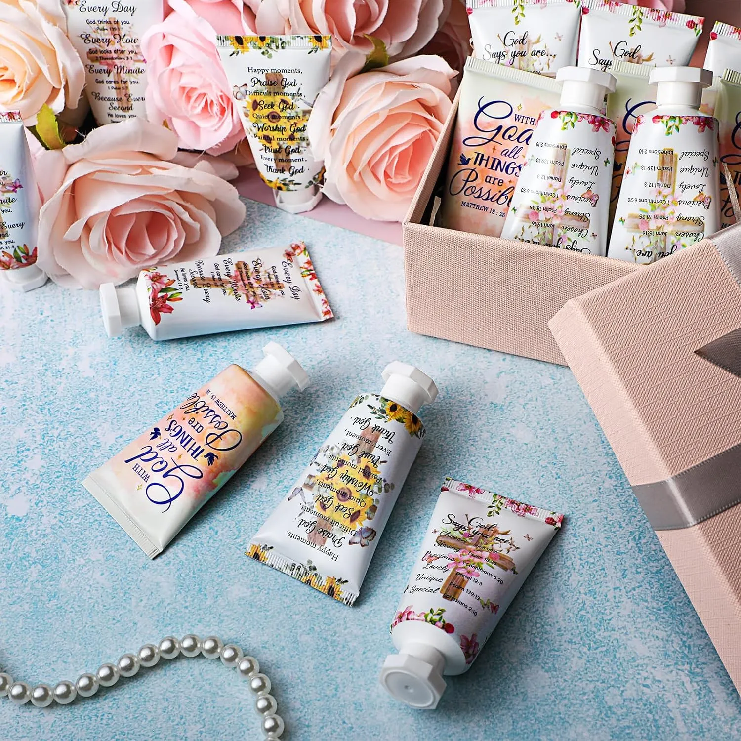 48 Pcs Christian Hand Cream Bulk Gifts for Women Bible Verse Lotion Scripture Travel Hand Lotion for Dry Cracked Bulk Christian Religious Gifts for Mom Grandma Women (Cross Style)