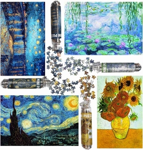 4 Pack Mini Puzzles for Adults 150 Pieces Jigsaw Puzzle Challenging 6 x 4 Inches, Micro Difficult Tiny Puzzles - Oil Painting Series