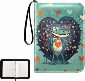 4 Pockets Trading Card Album Holder Book Folder Sports Card Binder Cute Crocodile 400 Double Side Pockets for 3 Ring Binder Zipper