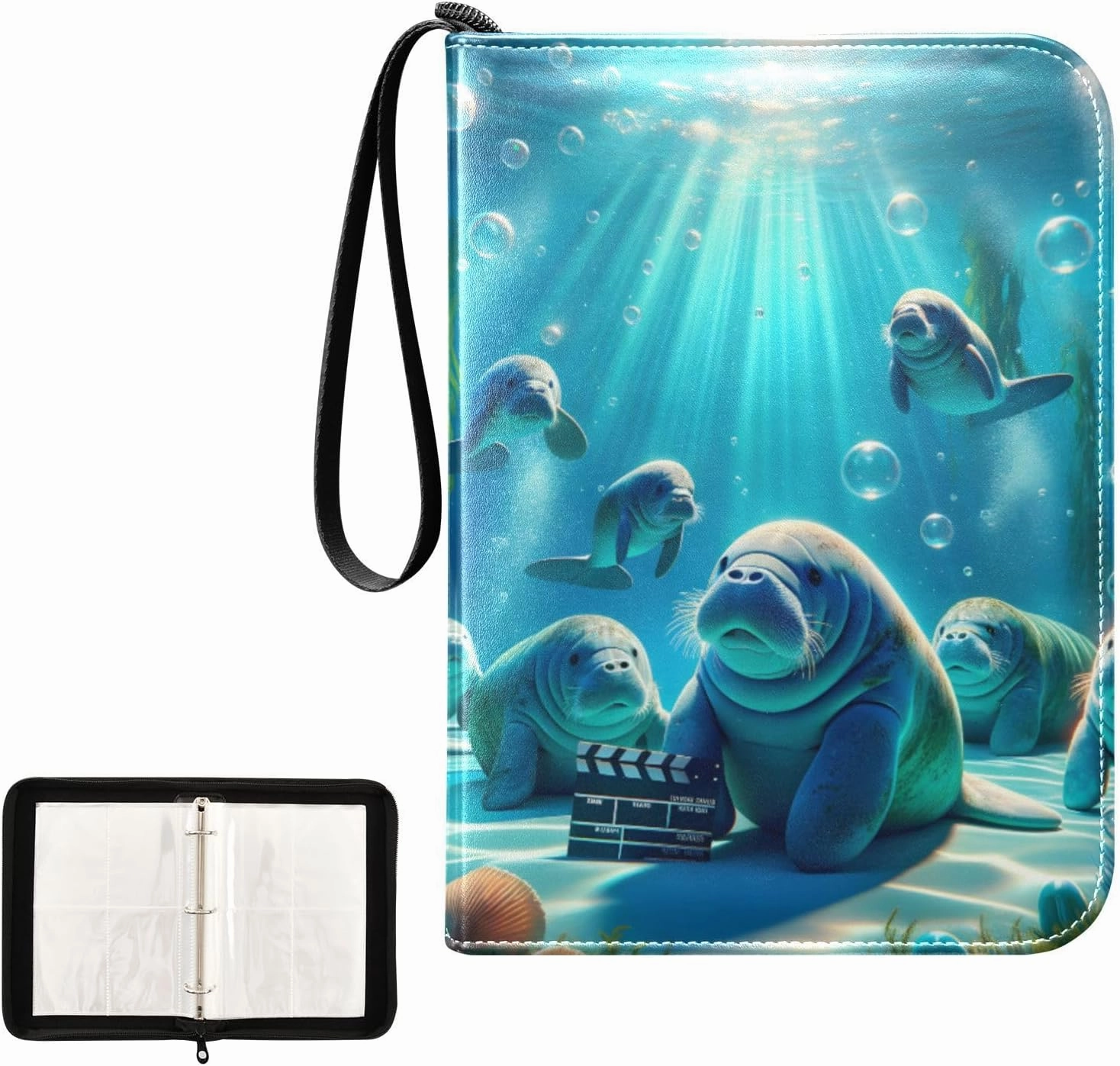 4 Pockets Trading Card Album Holder Book Folder Sports Card Binder Cute Dugongs 400 Double Side Pockets for 3 Ring Binder Zipper