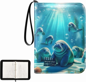 4 Pockets Trading Card Album Holder Book Folder Sports Card Binder Cute Dugongs 400 Double Side Pockets for 3 Ring Binder Zipper