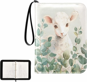 4 Pockets Trading Card Album Holder Book Folder Sports Card Binder Cute Lamb Eucalyptus 400 Double Side Pockets for 3 Ring Binder Zipper