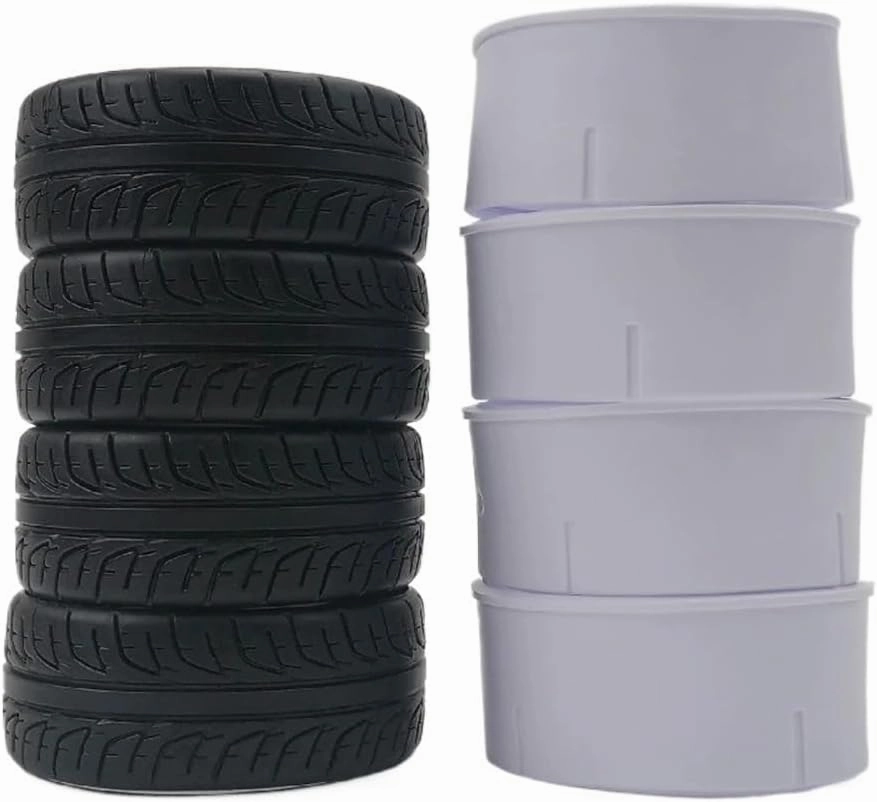 4pcs 1/10 Scale RC Car Drift Tires with Soft Inserts Compatible with On Road Touring Compatible with Various Model Hobbies
