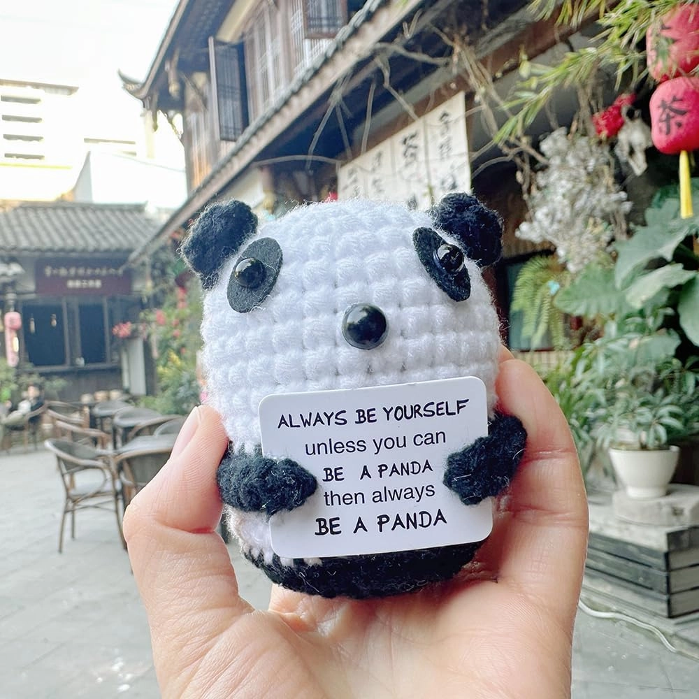 4PCS Mini Funny Positive Crochet Animals Bulk Emotional Support Plushies Handmade Emotional Support Crochet Animals Inspirational Gifts for Women Men Employee Appreciation Gifts Bulk