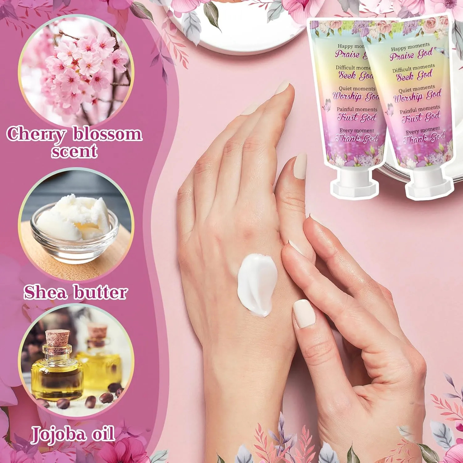 50 Pack Christian Hand Lotion Bulk Gifts for Women Mother Day Bible Mini Travel Hand Lotion Bulk for Stocking Stuffers Gifts Women Church Appreciation Teachers Coworkers(Rose)