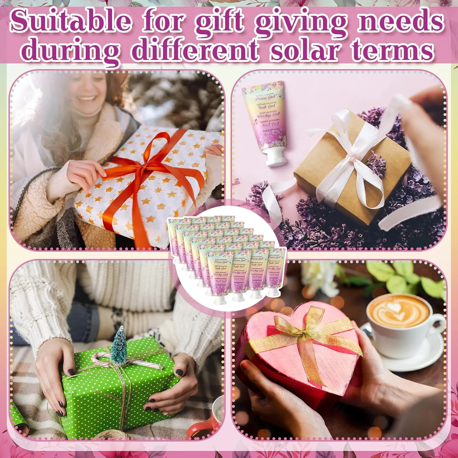 50 Pack Christian Hand Lotion Bulk Gifts for Women Mother Day Bible Mini Travel Hand Lotion Bulk for Stocking Stuffers Gifts Women Church Appreciation Teachers Coworkers(Rose)