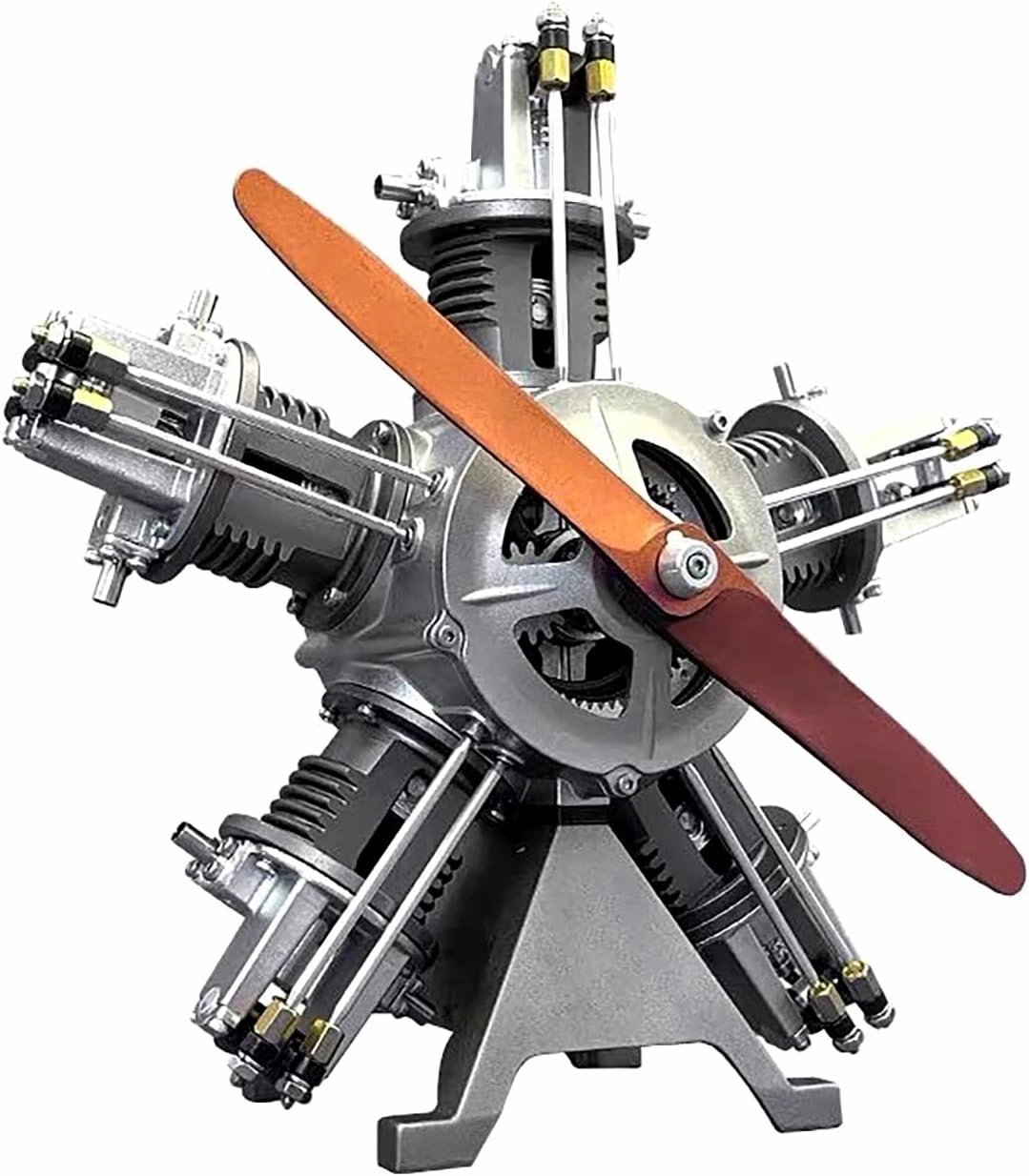 5 Cylinder Radial Engine Model Kit, Mini Internal Combustion Aircraft Machinery Working Motor Simulation Electric Metal DIY Assembly Physics, for Gifts Science Enthusiasts Education Educational Toys