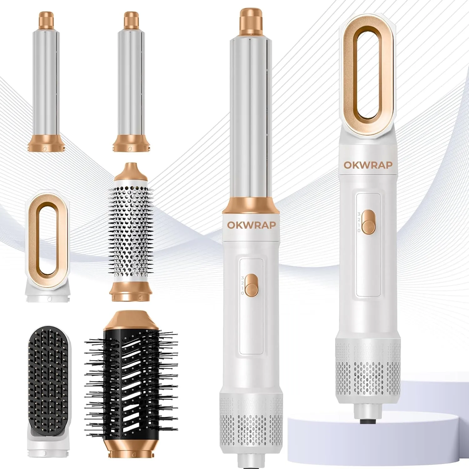 6 in ONE Blow Dryer Brush,Air Curling Iron Round Brush for Blow Out 1000W,Ionic Hair Dryer Brush for Women, Blowout Brush Air Styler Curler