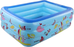 6.2lb PVC Blue 3 Layers Inflatable Pool, 59.1x45.3x19.7in Family Inflatable Swimming Lounge Pool, Design for Ball Pool, Fishing Game Pool, Puppy Area