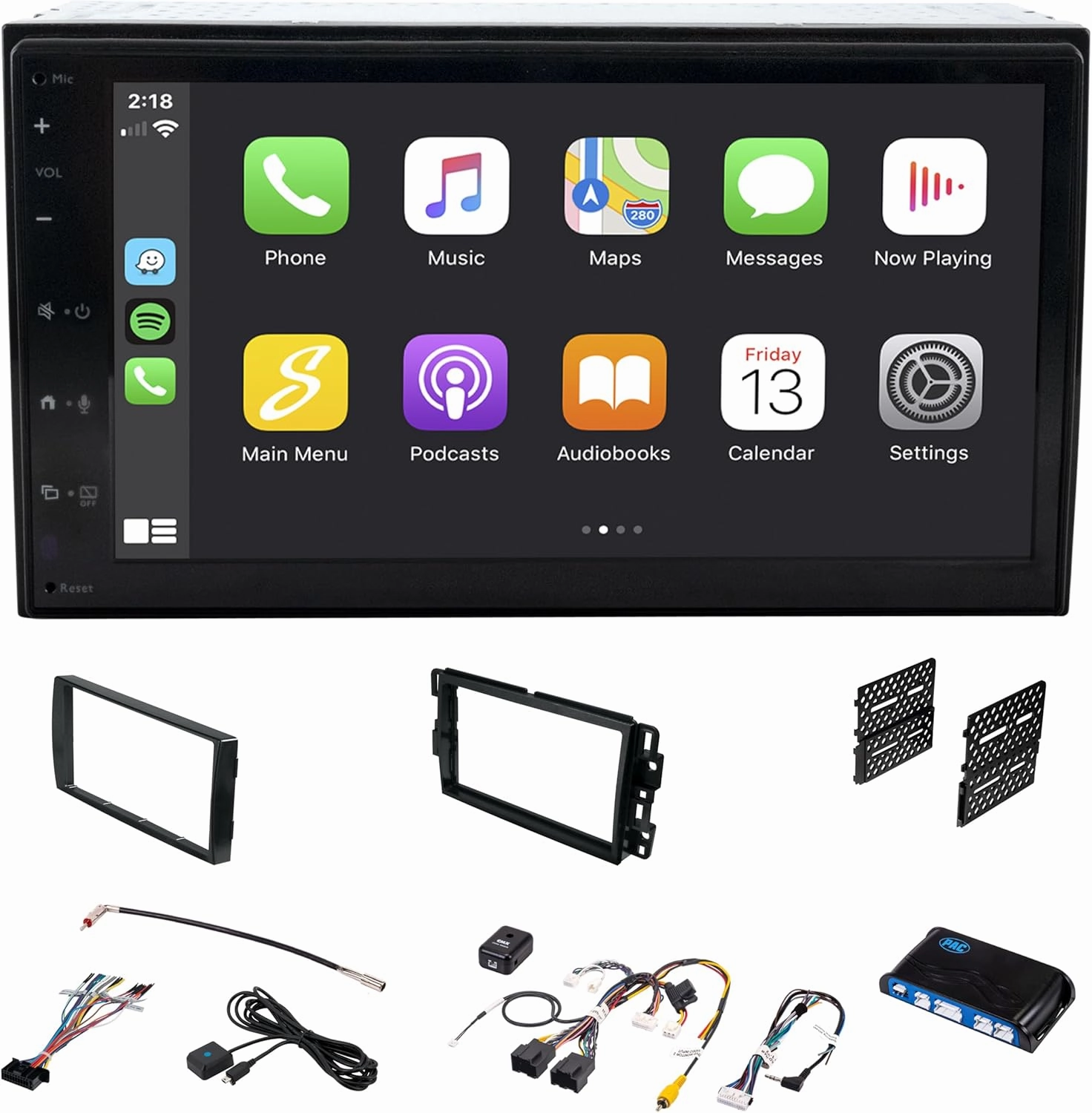 6.8” Double Din Car Stereo Touchscreen Radio & Dash Kit (2013-2018) Silverado, Sierra, Tahoe, Suburban, Yukon, Certified Wireless Apple CarPlay/Android Auto, Bluetooth, Steering Wheel Controls