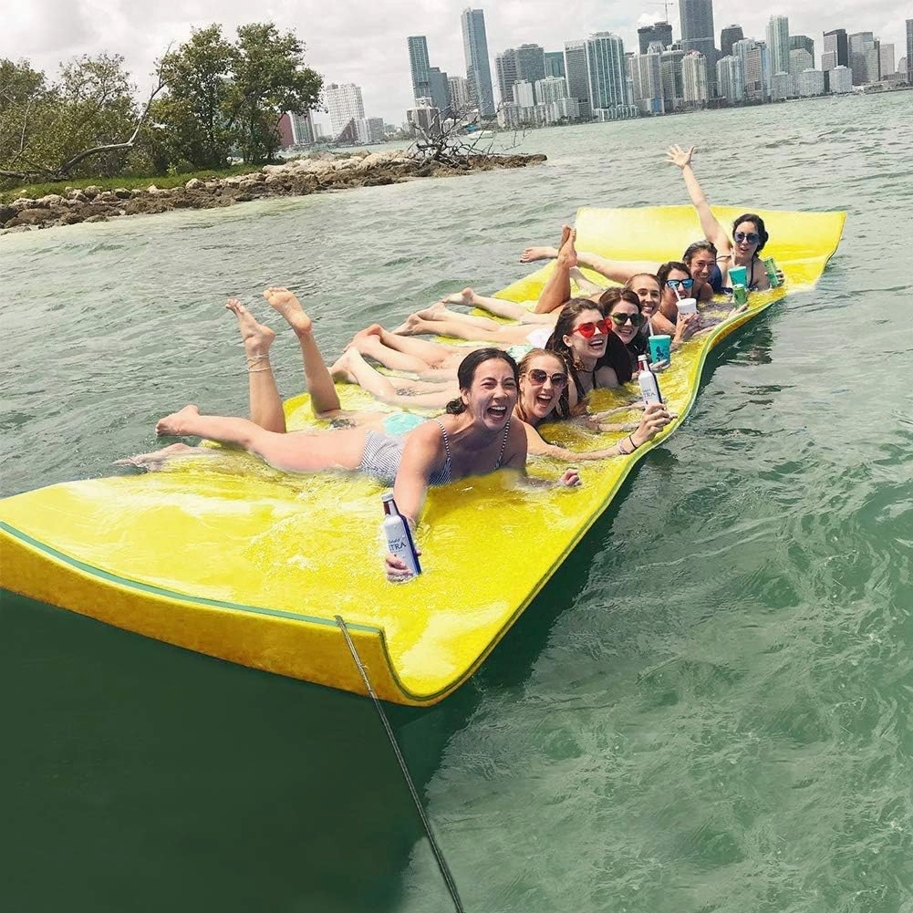 6/9/12/18 Ft Floating Mat, Lily Pad Floating Mat, Water Mat for 1-9 Adults, Floating Pad for Lake, 3-Layer Tear-Resistant XPE Foam for Boat, Beach, Ocean, Pool, Lake