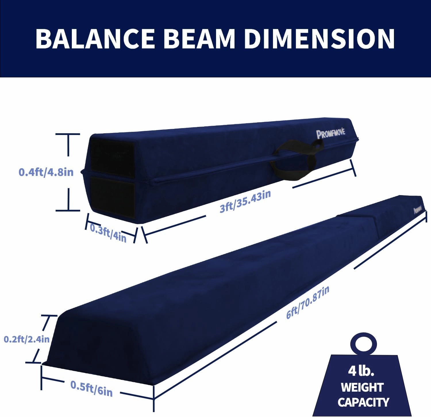 6 FT / 8 FT / 9 FT /10 FT Balance Beam Folding Gymnastics Beam - Extra Firm - Suede Cover - Anti Slip Bottom with Carry Bag for Kids/Adults Home Use