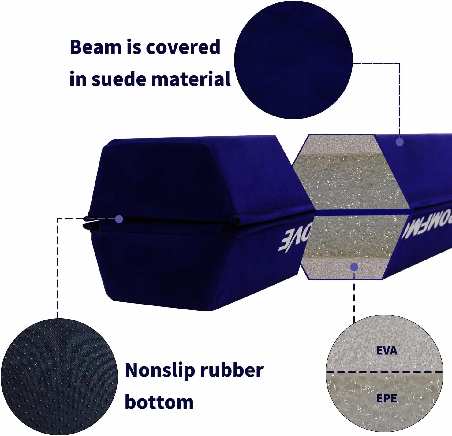 6 FT / 8 FT / 9 FT /10 FT Balance Beam Folding Gymnastics Beam - Extra Firm - Suede Cover - Anti Slip Bottom with Carry Bag for Kids/Adults Home Use