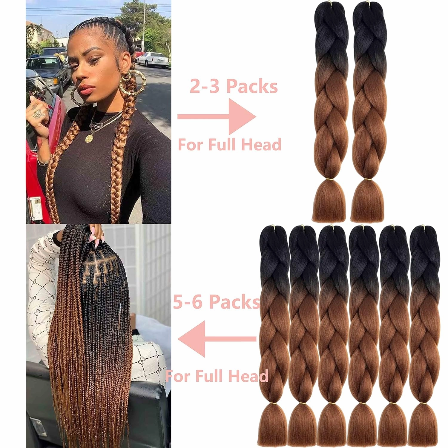 6 Packs 24 Inch Jumbo Braiding Hair Soft High Temperature Resistance Synthetic Hair Extensions for Women 24 Inch Ombre Jumbo Braiding Hair Twist Crochet Braids Hair (24 Inch (Pack of 6), Dark Purple)