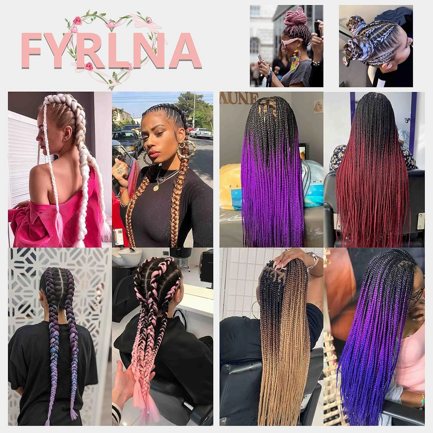 6 Packs 24 Inch Jumbo Braiding Hair Soft High Temperature Resistance Synthetic Hair Extensions for Women 24 Inch Ombre Jumbo Braiding Hair Twist Crochet Braids Hair (24 Inch (Pack of 6), Dark Purple)