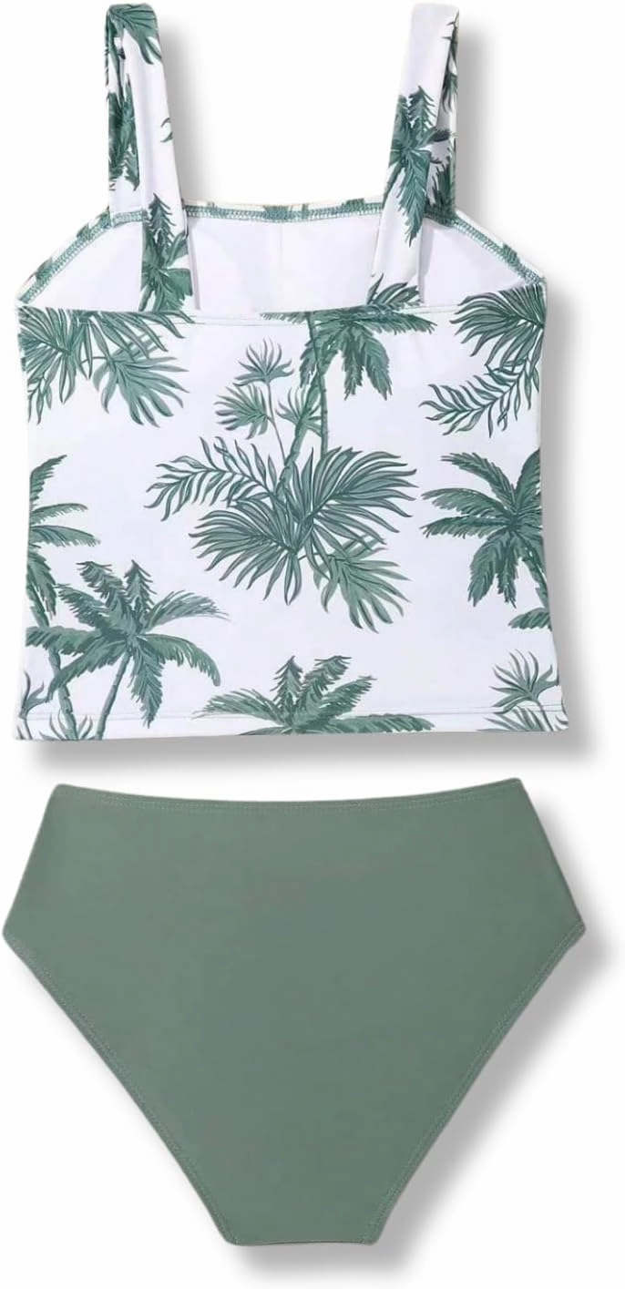7-16 Years Girls 3-Piece Slim Fit Tankini Set - Crop Top, Bikini Bottom & Cover-Up Skirt Swimsuit