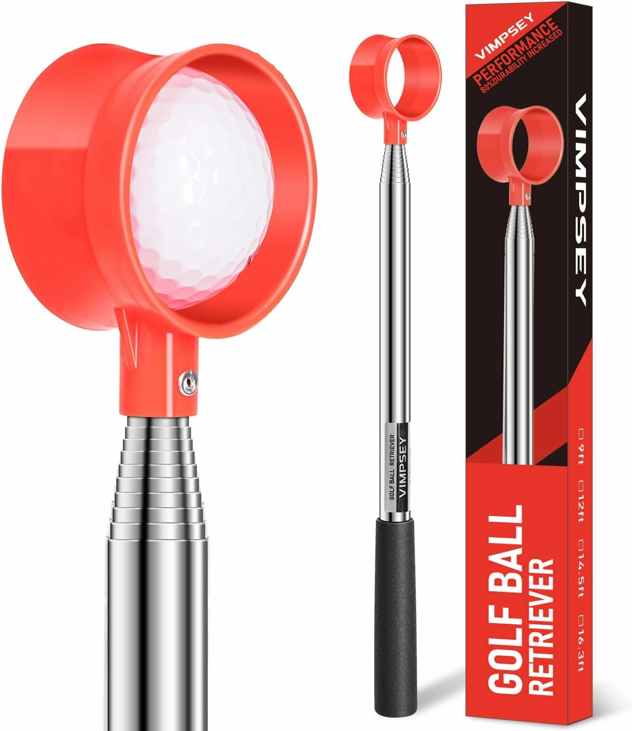 9Ft/12Ft/16.3Ft/20Ft Golf Ball Retriever for Water Telescopic, /High Durability Double Sided Golf Ball Picker Upper, Men's and Women's Golf Accessories Gifts.