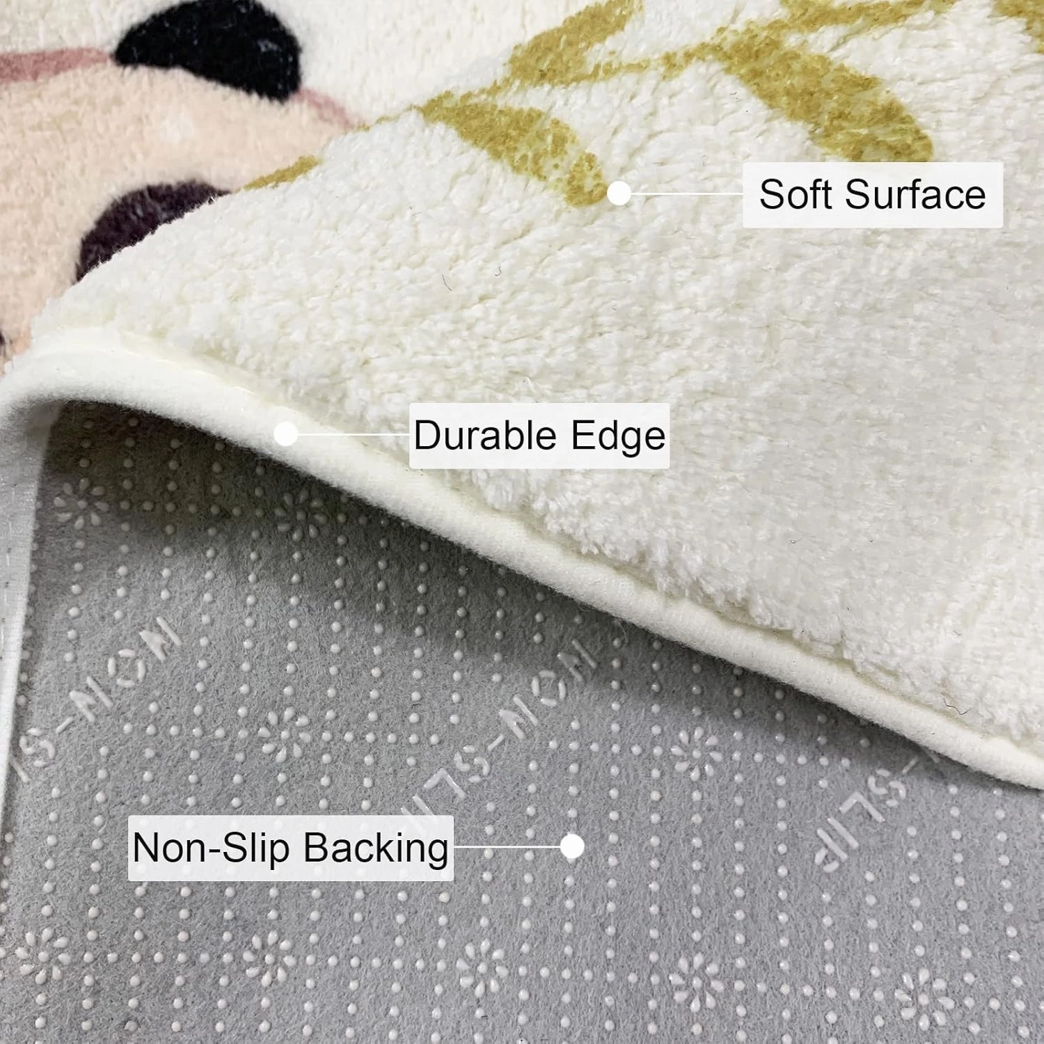ABREEZE Kids Runner Rug 5.3FT,Animals Area Rug Play Mat for Kids Non Skid Washable Animal Throw Rugs Cute Cartoon Floor Carpet for Living Bedroom Study Nursery Dorm 2'x5.3',White