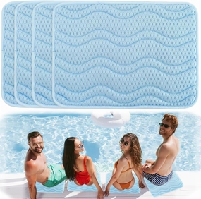 AEROiVi 4 Pack Poolside Seats for Edge of Pool, Soft 3D Mesh Pad Poolside Cushion, Breathable Quick Dry Non-Slip Poolside Mats