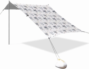Aesthetic Cute Wolfs Foldable Beach Canopy UPF50  Protection Easy Setup Shade Sun Shelter with Sandbags & Sand Shovel for Family Trips, Picnics & Camping