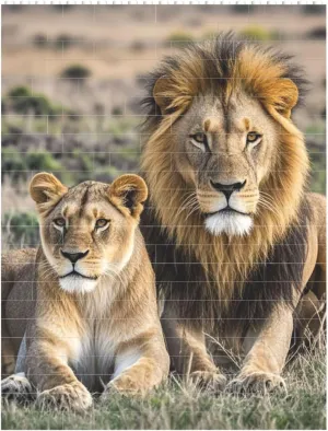 African Lion and Lioness Building Block Puzzle Personalized Building Bricks for Adults Square Shaped Block Puzzle Building Valentine's Day Gifts for Home Decor Brick Puzzle