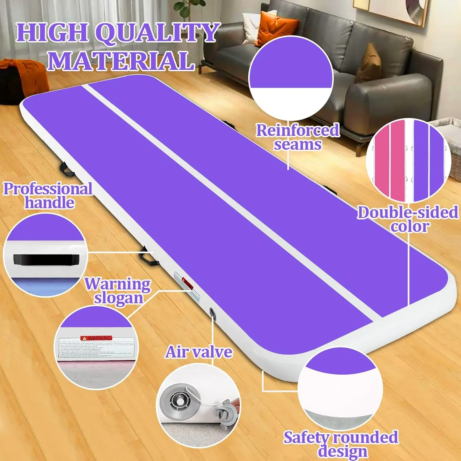 Air Mat Tumble Track, Gymnastics Mats Tumbling Track with Electric Air Pump for Home Use Cheerleading Training Kids Gym Yoga